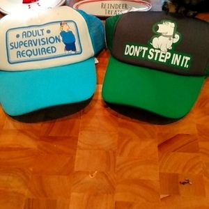 Two men's caps. Family Guy. Selling both 2gether. White cap has faint dirt.